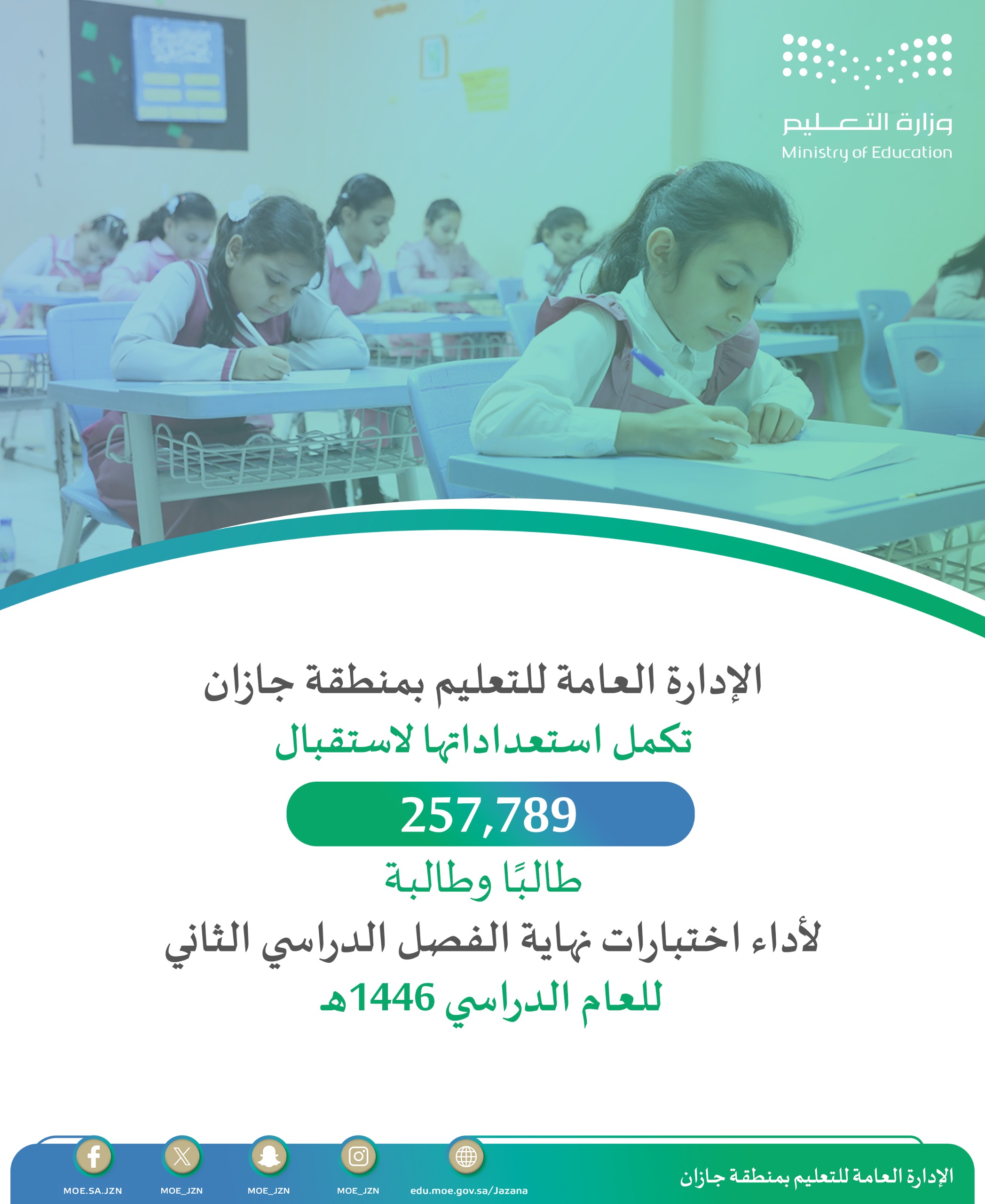 تعليم جازان يُكمل استعداداته لاختبارات نهاية الفصل الدراسي الثاني 